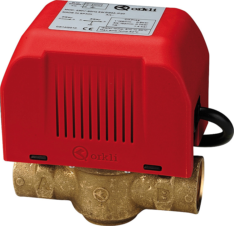Durchgangsventil 1" AG mit Motor fld. (Solar + Heizung) 230V kvs ca. 2,4
