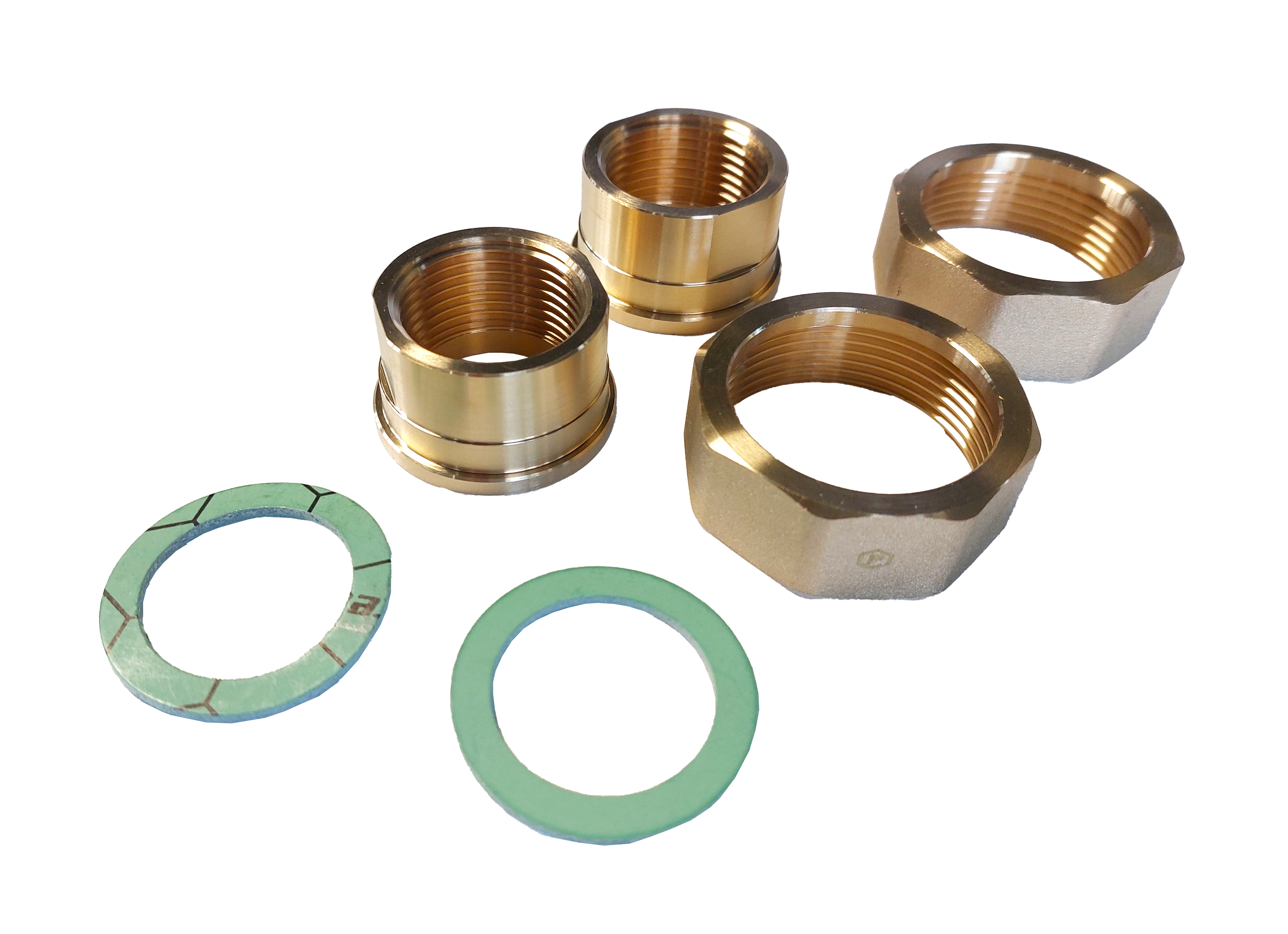 Pumpenverschraubung Messing 1"IG (Ü.-Mutter 1 1/2"IG) Paar 