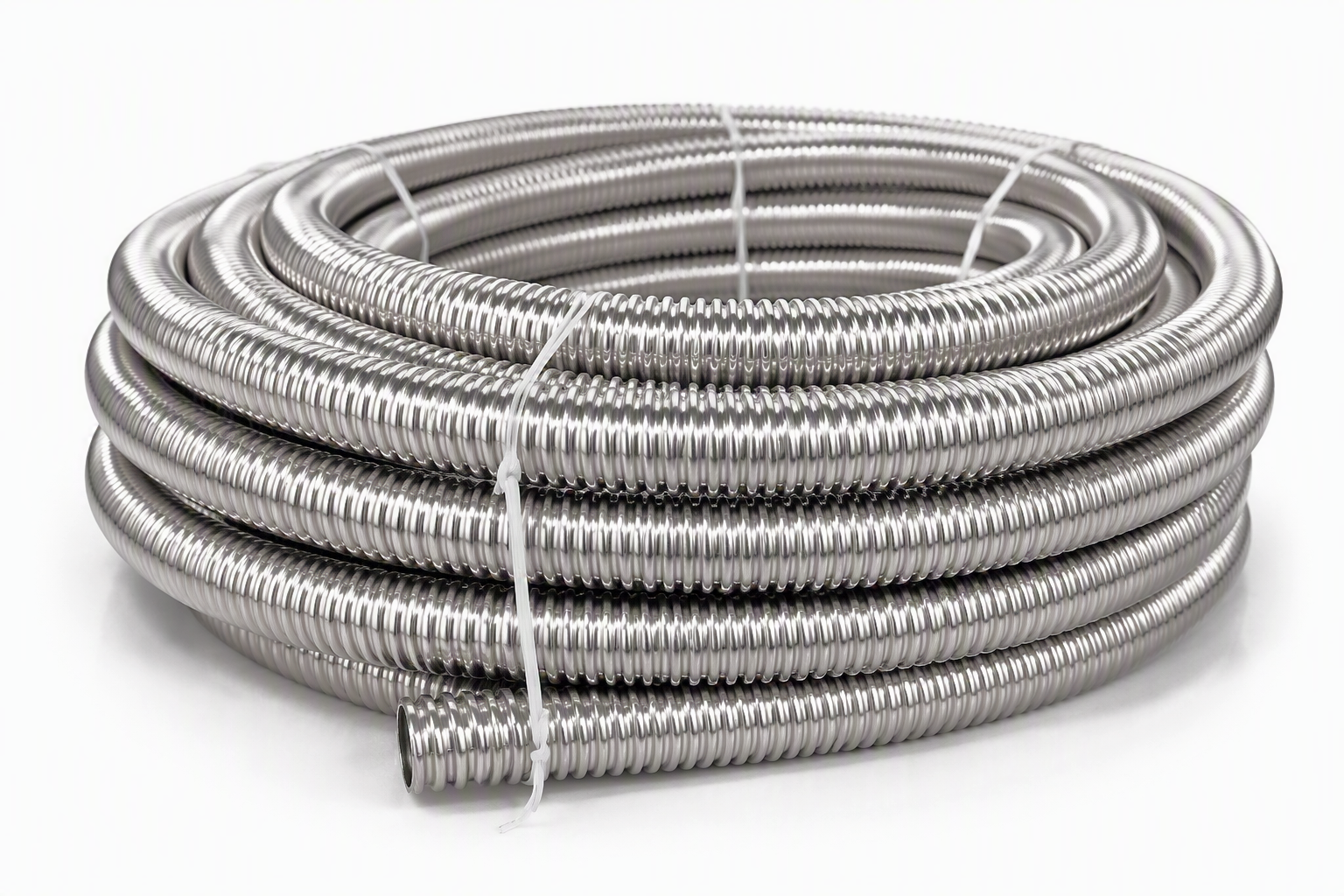 Weitgewelltes Edelstahlwellrohr als Ringbund (Rolle) DN12 bis DN80 (5m, 10m, 20m, 30m, 50m, 80m)