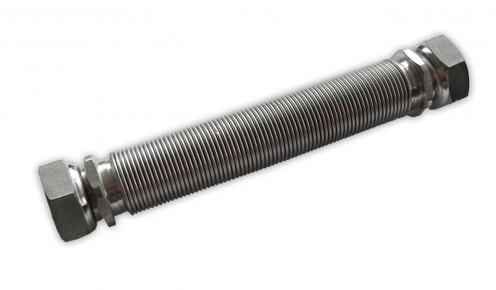 Hochflexible, in Länge ausziehbare Fertigschläuche beidseitig mit Überwurfmutter Hochflexible, in Länge ausziehbare Fertigschläuche beidseitig mit Überwurfmutter