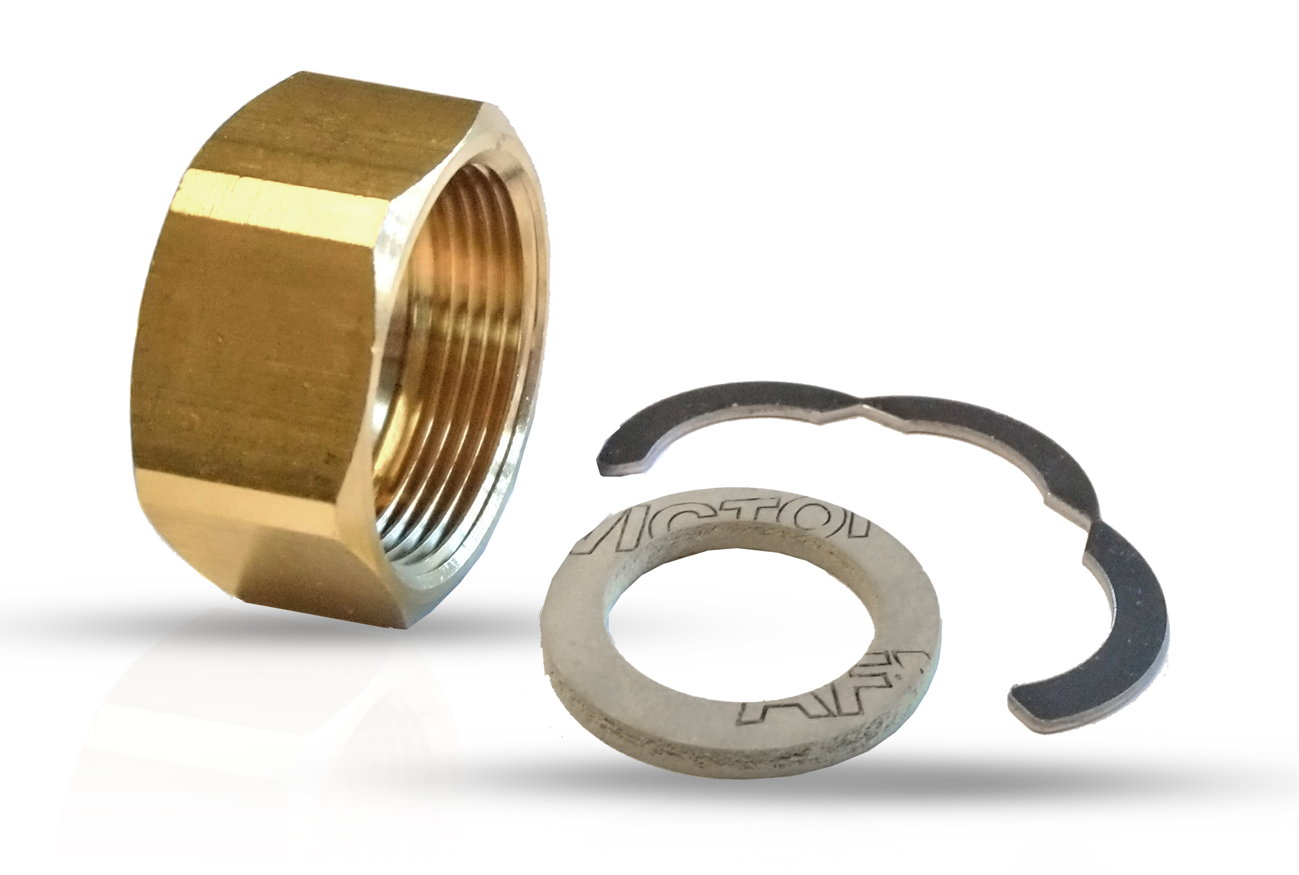 Verschr.-Set Messing 1 1/2" für Wellrohr DN32 (Überwurfmutter, Spezialring, Dichtung)