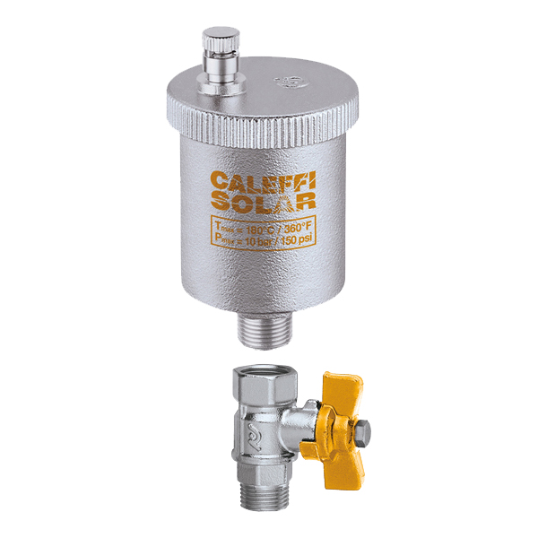 Automatikentlüfter 3/8" mit Absperrhahn 180°C (Solar) (kurzzeitig max. 200°C)